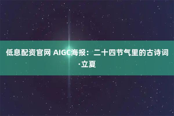 低息配资官网 AIGC海报：二十四节气里的古诗词·立夏